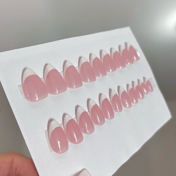 Soft Gel Almond French Tip Press ons - Picture 2 of 4